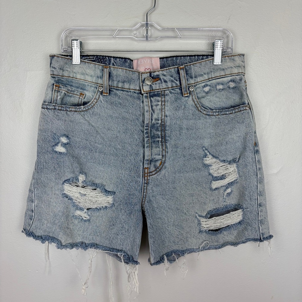 Revice Light Acid Wash Denim Cutoff Shorts Distressed Raw Hem Y2K Size 30